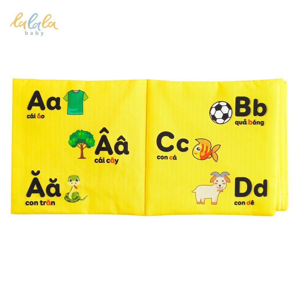 Combo 2 cuốn sách vải Lalala baby, kích thích đa giác quan, kích thước 15x15cm 12 trang
