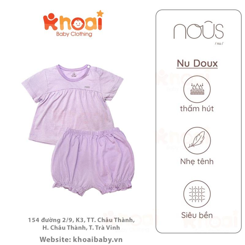 Bộ cài vai cộc Nous kẻ tím - Chất liệu Nu Doux 95% cotton thiên nhiên