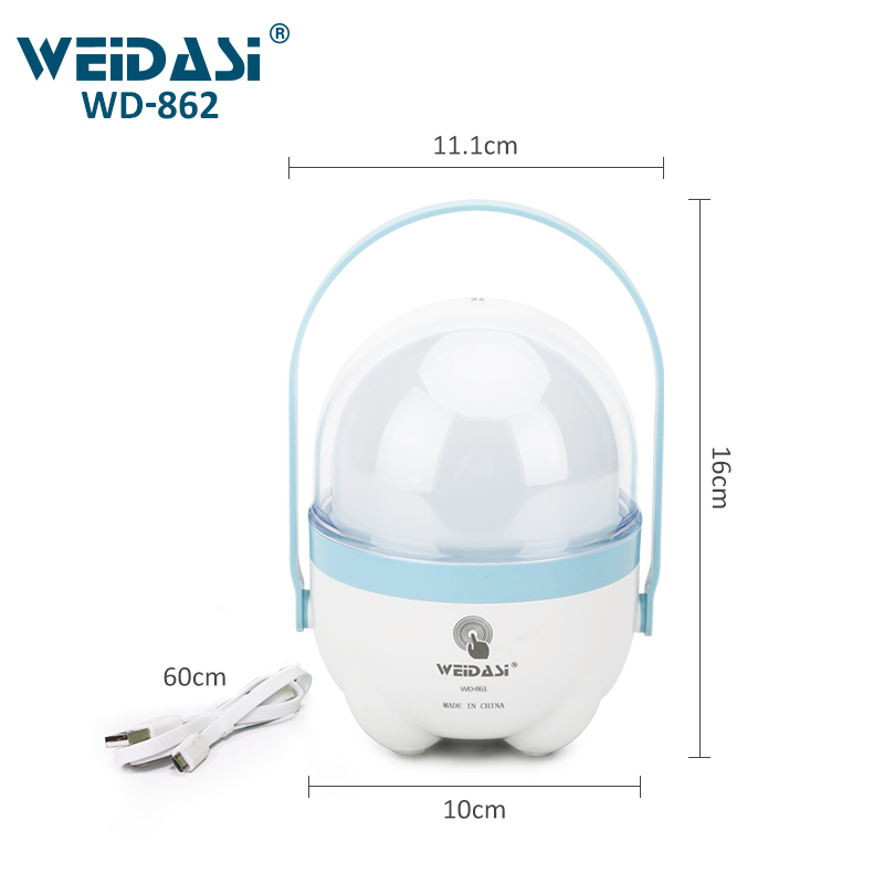 Đèn LED sạc chiếu sáng khẩn cấp, dùng trong cắm trại/dã ngoại/Du lịch WEIDASI WD-862 - Giao màu ngẫu nhiên