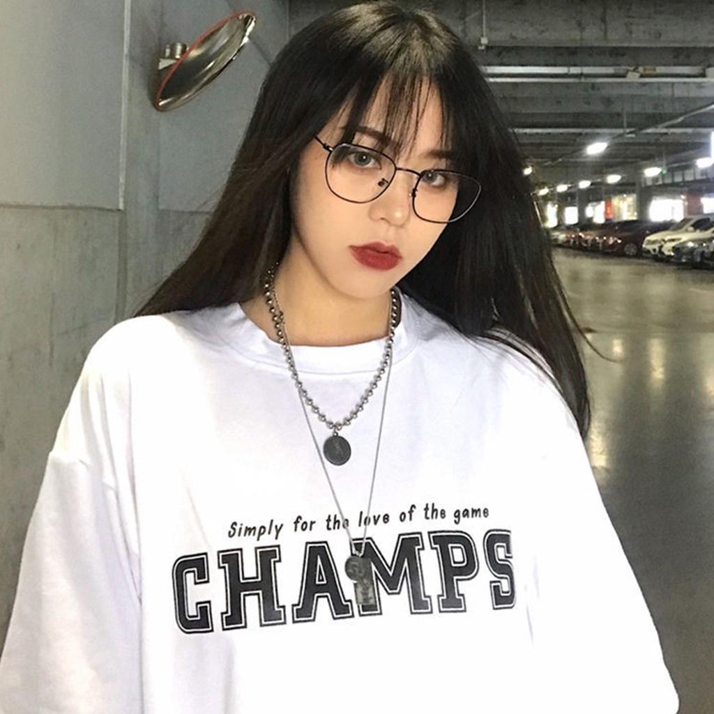 Áo thun nữ áo phông nữ unisex form rộng tay ngắn in hình chữ champ cổ tròn VAVASA AT01