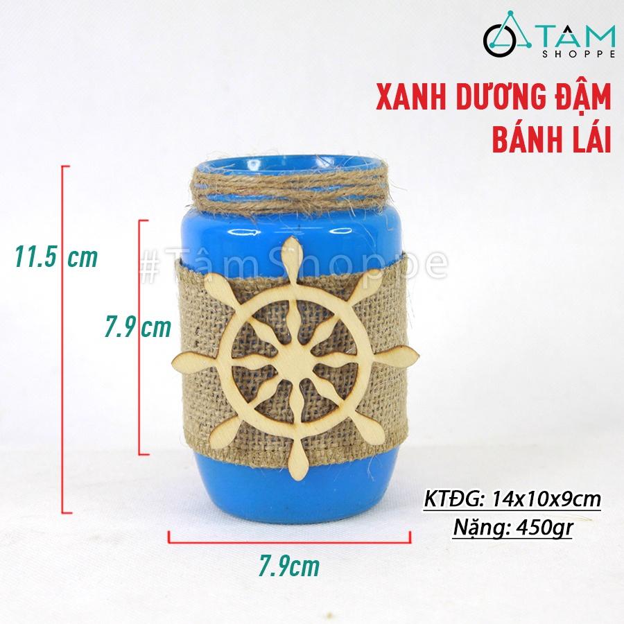 Lọ thủy tinh DIY phong cách biển bố ren phụ kiện gỗ CTT-05