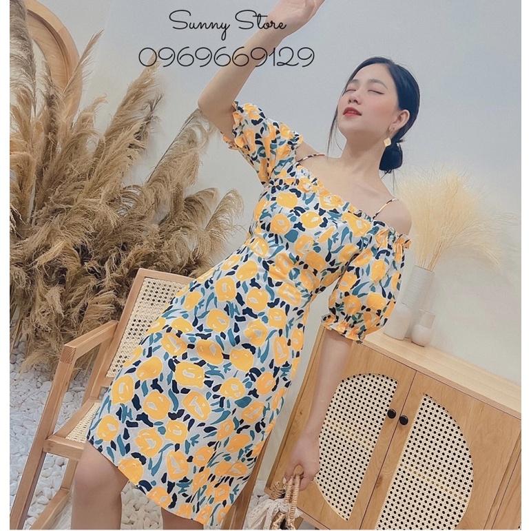 Váy hoa trễ vai - Hàng thiết kế