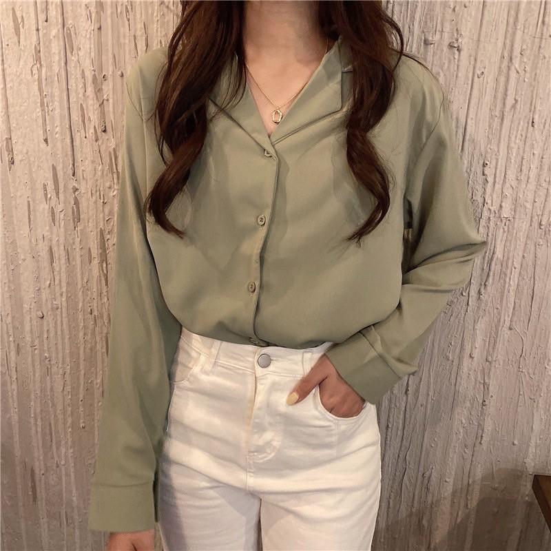 Sơ mi basic cổ vest nhiều màu thanh lịch chất đũi lụa đẹp