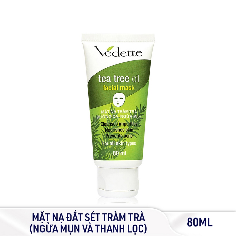 Bộ Đôi Tràm Trà Ngừa Mụn Hiệu Quả Vedette (Đất Sét Sạch Sâu 80ml, Gel Giảm Mụn 18g)