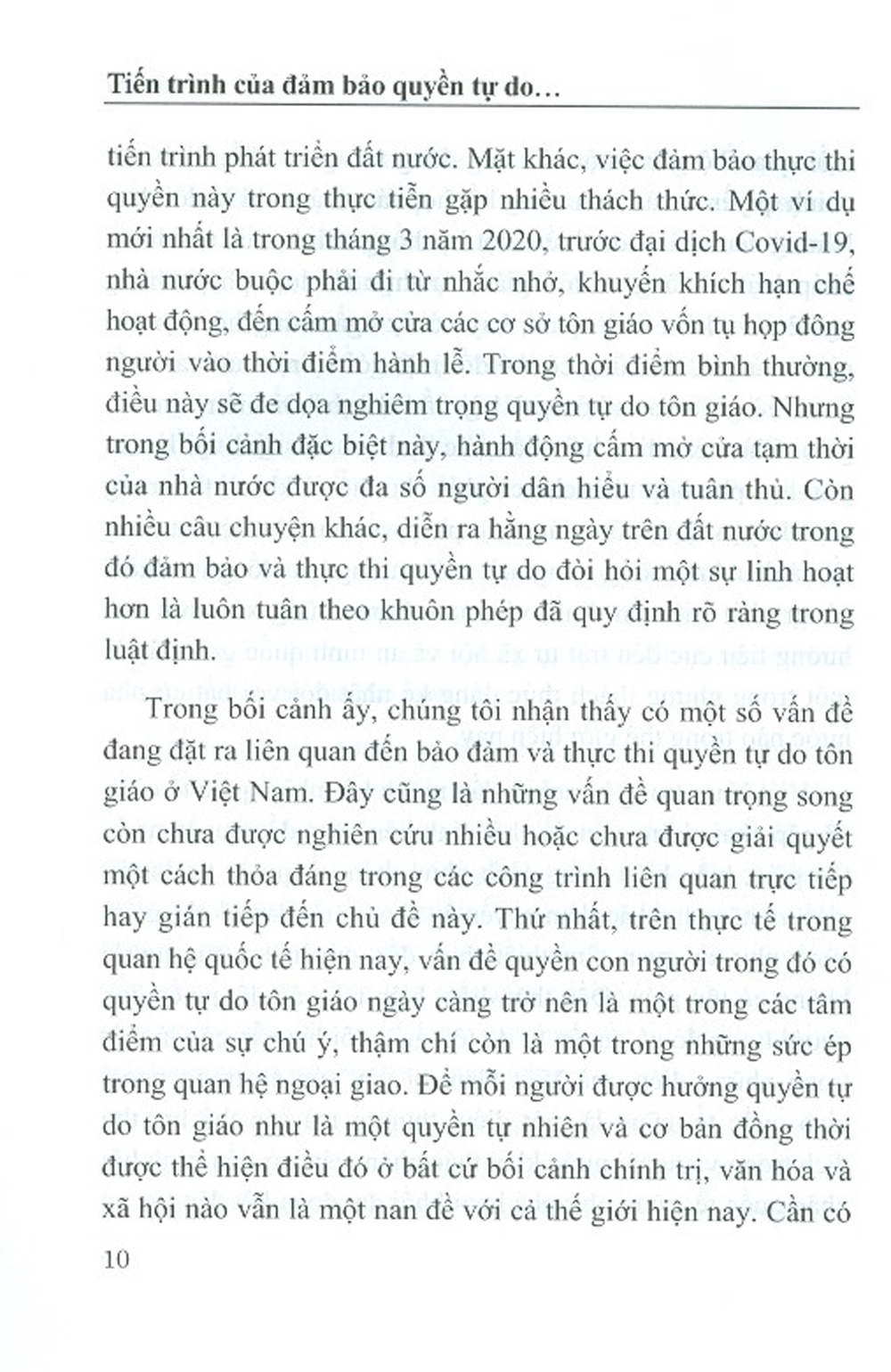 Tiến Trình Của Đảm Bảo Quyền Tự Do Tôn Giáo Trong Bối Cảnh Phát Triển Bền Vững Ở Việt Nam