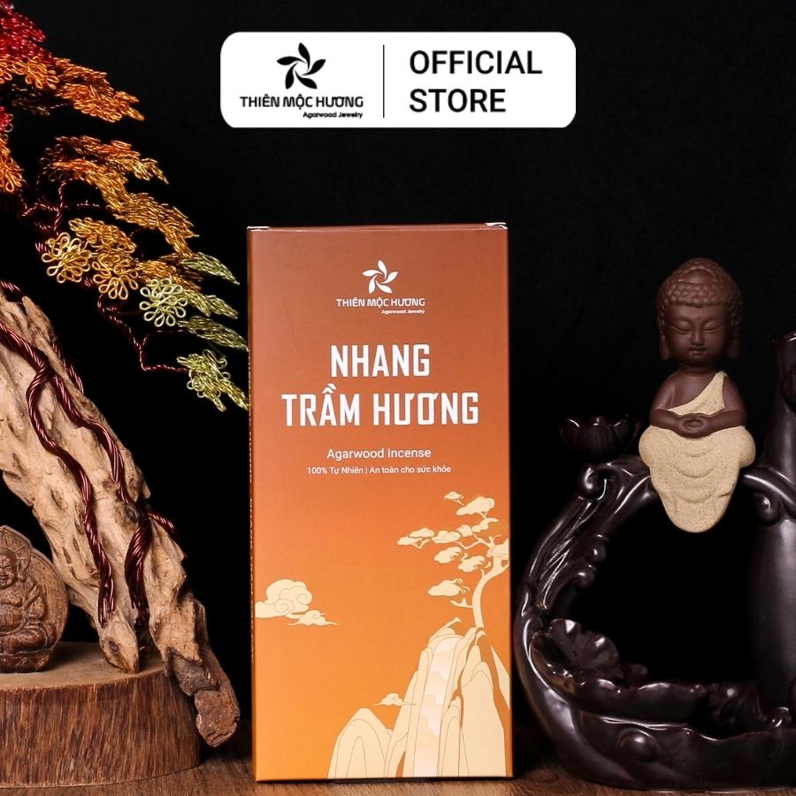 Nhang trầm hương tự nhiên Thiên Mộc Hương, 20cm, Ít Khói, Mùi thơm nhẹ diu, an toàn cho sức khỏe