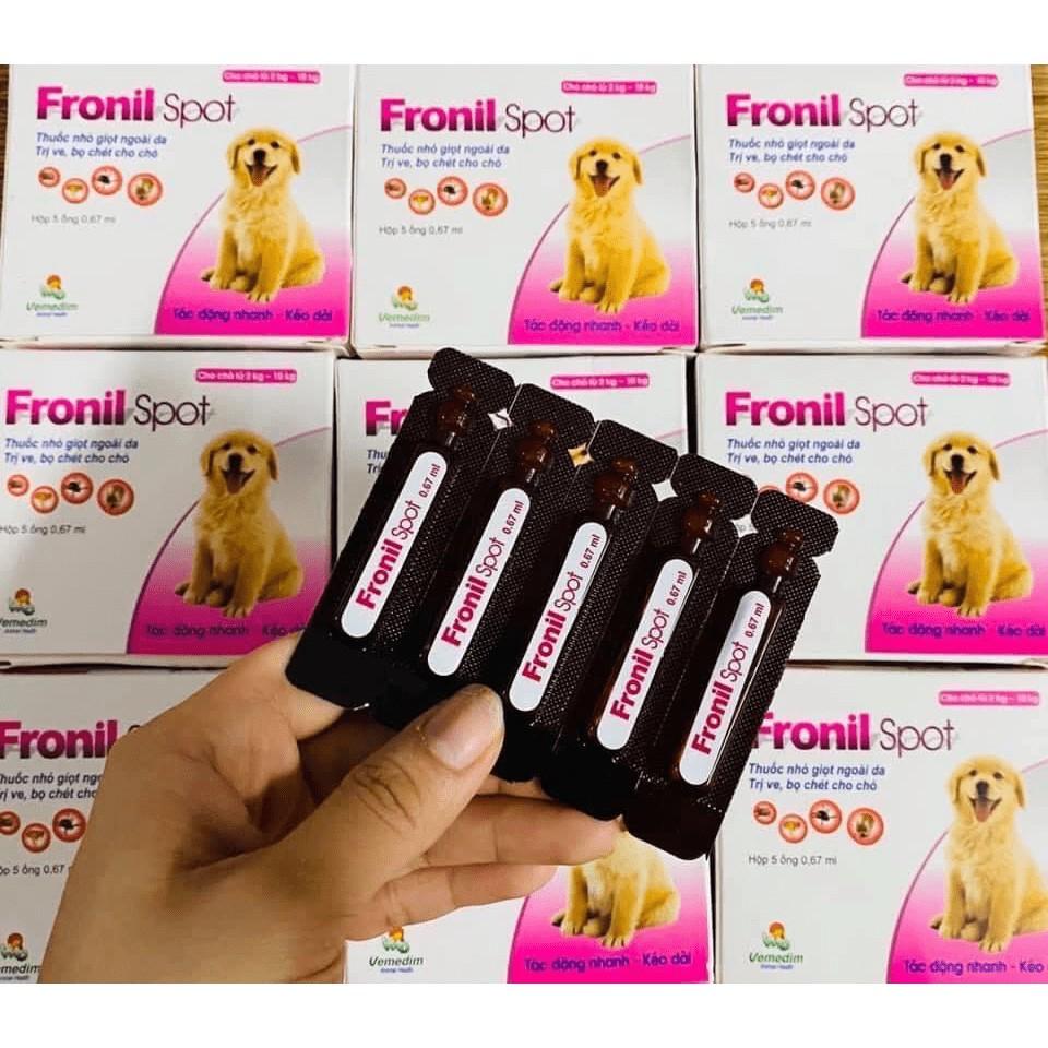 Thuốc nhỏ sống lưng trị ve bọ chét chó mèo - Fronil spot phòng và trị bọ chét, ve rận ở chó, hiệu quả kéo dài