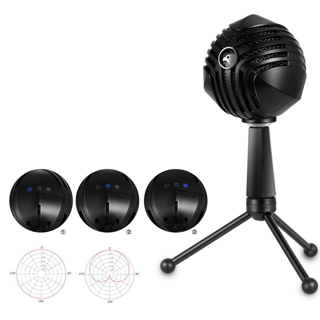 Studio USB Condenser Recording Microphone Stand Mic Built in Audio Interface
