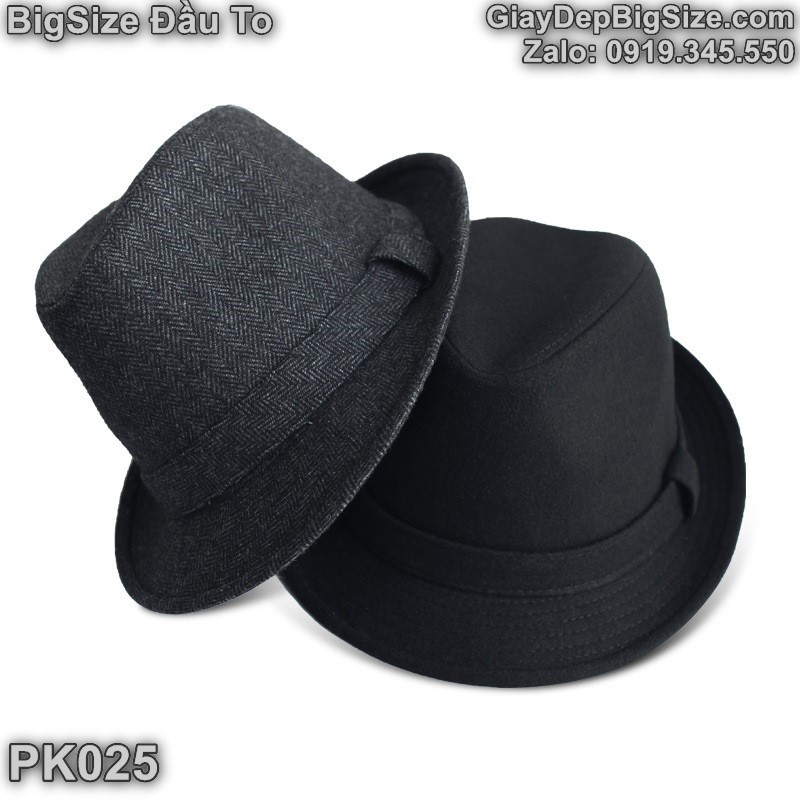 Mũ phớt, nón phớt cỡ lớn cho nam đầu to (chu vi 59-61cm). Big size Fedora-Trilby Hats for big head - PK025