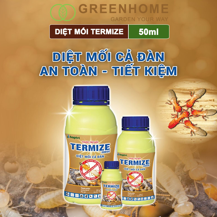 Thuốc Diệt Mối Tận Gốc Greenhome Termize 200SC, Chai 50ml, Sinh Học Thế Hệ Mới, An Toàn, Không Mùi, Diệt Cả Đàn