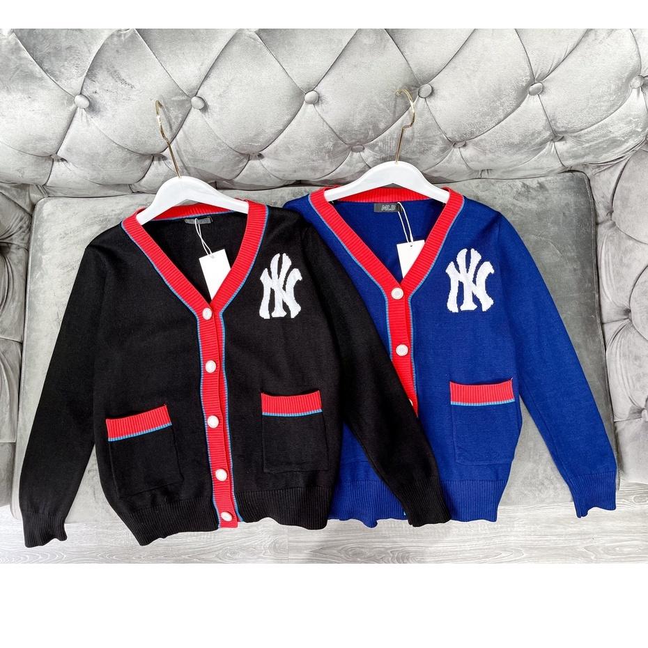 Áo khoác Cardigan họa tiết NY phối viền Quảng Châu cao cấp, Cadigan len dệt kim dày dặn thương hiệu thời trang D&amp;R L039