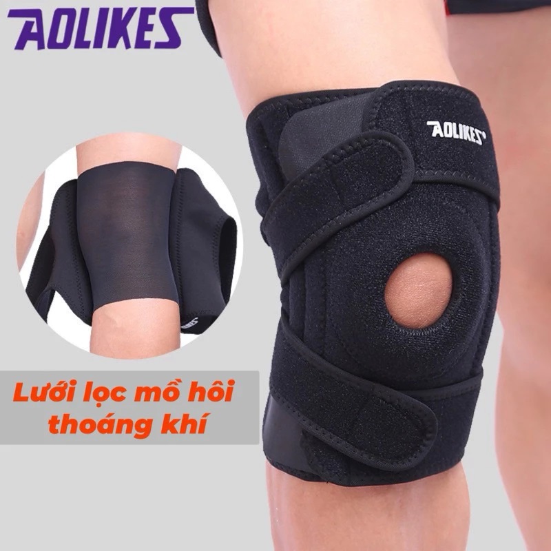 Đai quấn bảo vệ đầu gối thể thao AOLIKES A-7913 thoáng khí four spring sport knee support