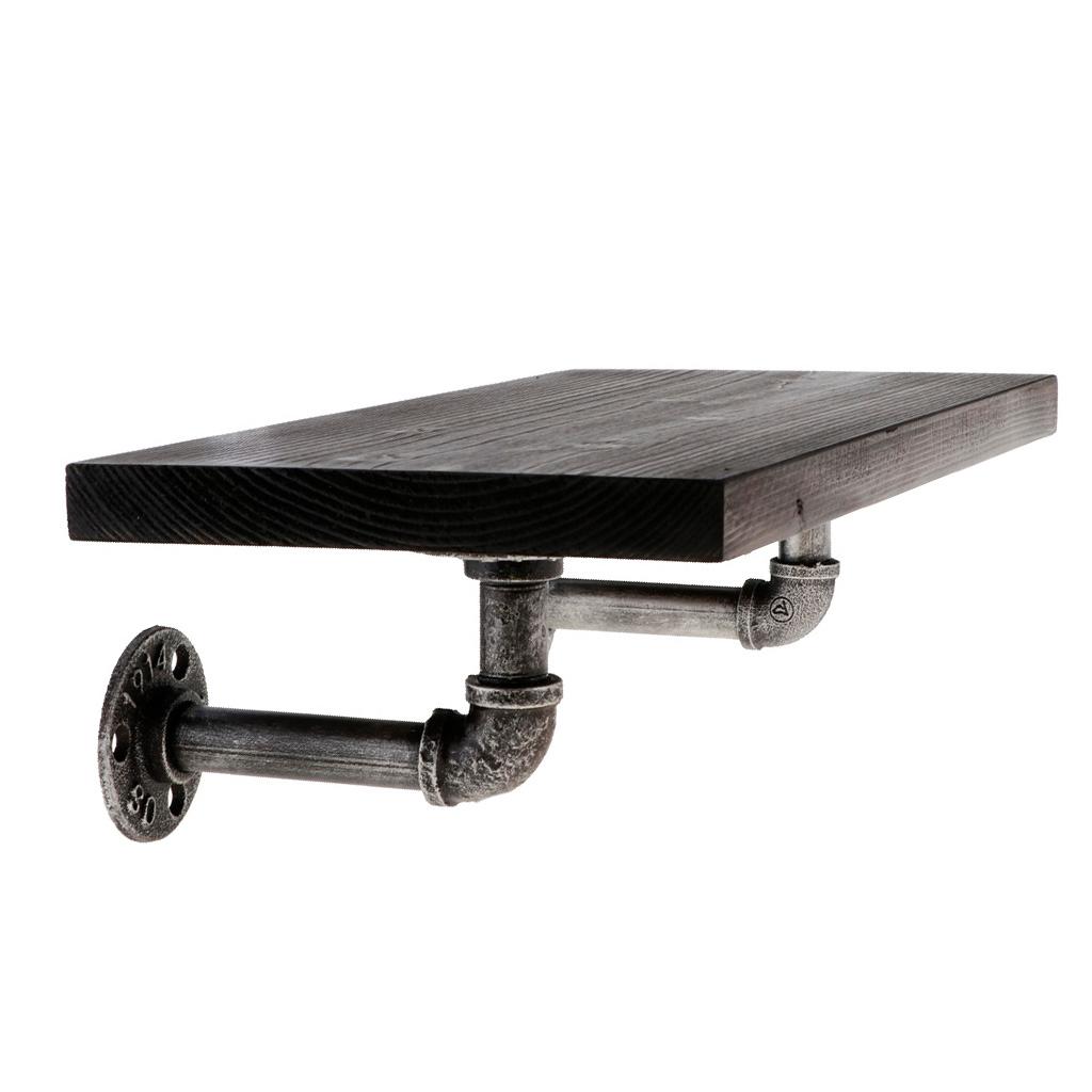 Industrial Pipe Bracket Heavy Duty Iron Wall Storage Shelf Rack Coffee