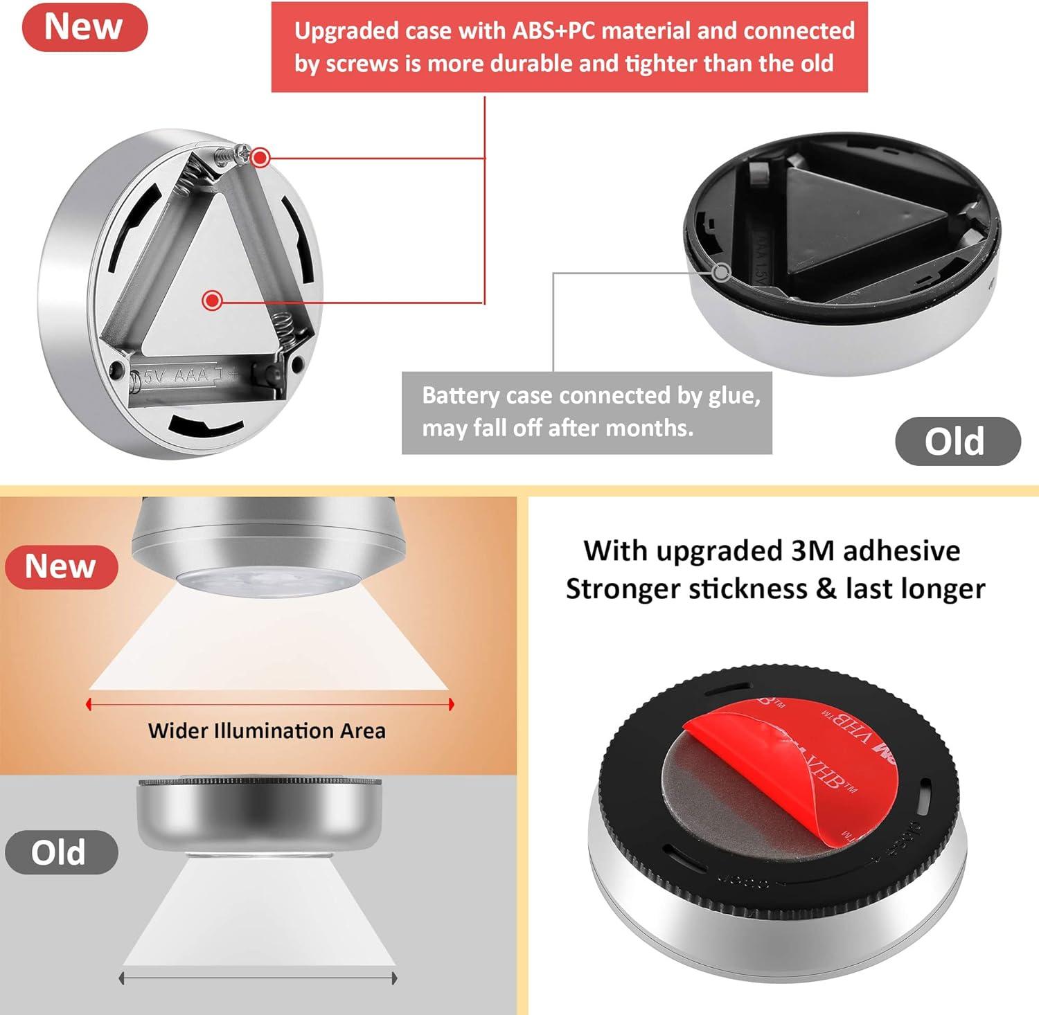 Bộ 4 Đèn Dưới Tủ, Đèn LED Điểm Không Dây Chạy Bằng Pin, Đèn Lạnh Tự Dính, Đèn Cho Tủ/Phòng Thay Đồ/Kệ Trưng Bày/Tủ Quần Áo/Hầm/Tủ Quần Áo/Nhà Bếp/Lối Vào