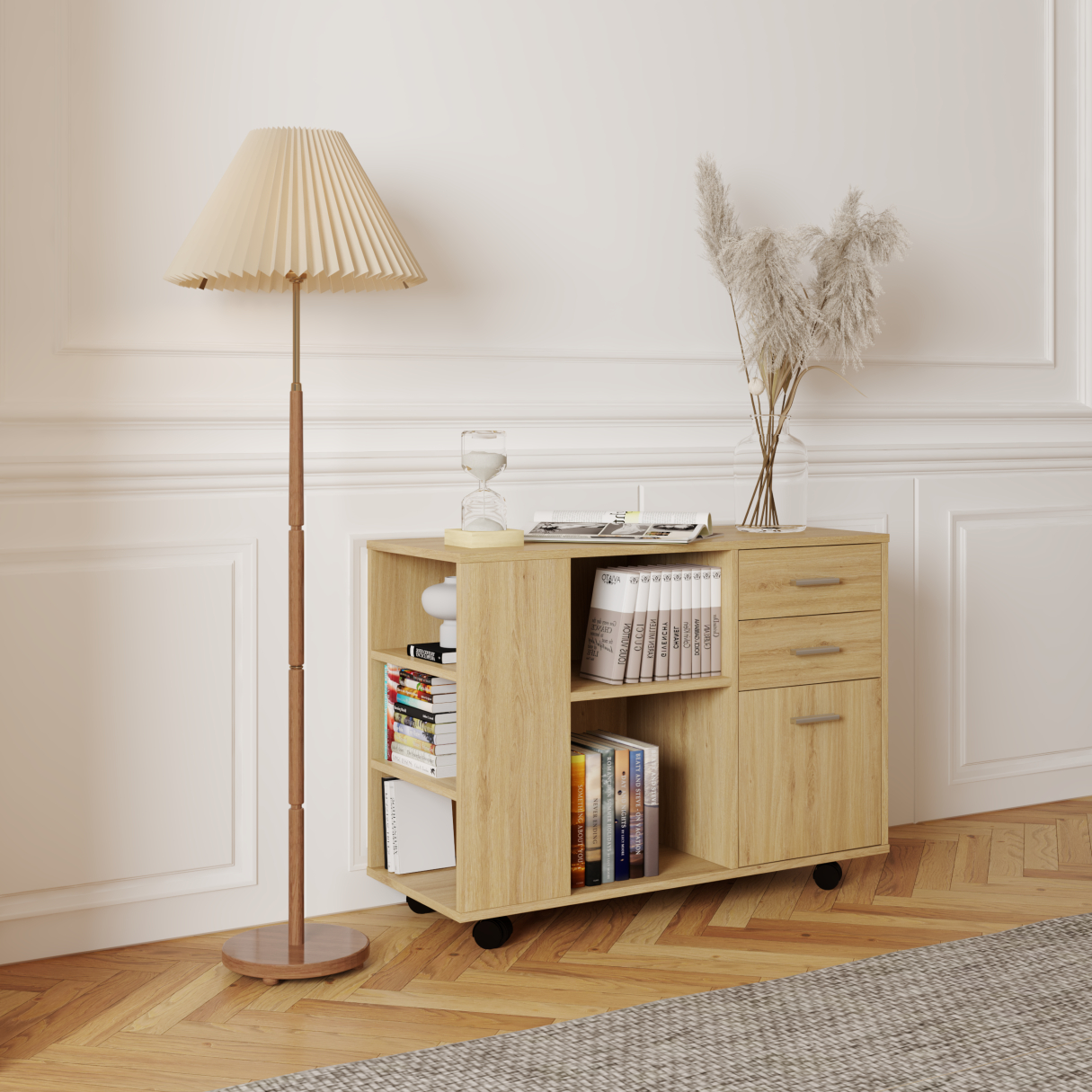 [Happy Home Furniture] COMFEE, Tủ đựng hồ sơ - kết hợp kệ sách ,  100cm x 40cm x 66cm ( DxRxC), THK_017
