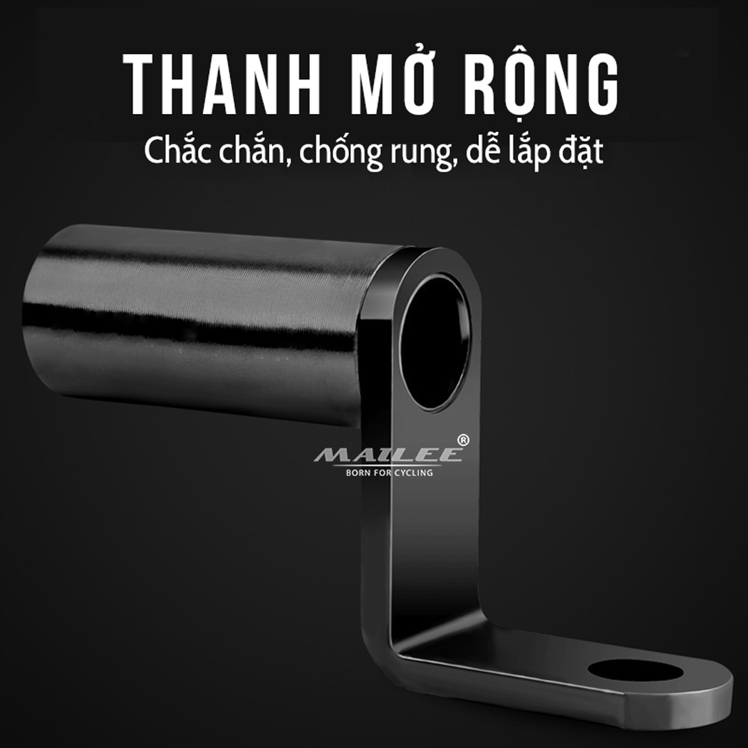 Chân đế mở rộng gắn chân gương chiếu hậu cho xe máy, xe đạp điện, xe gắn máy, xe đạp chất liệu Nhôm gắn thêm phụ kiện đèn xe, còi, kẹp điện thoại Mai Lee