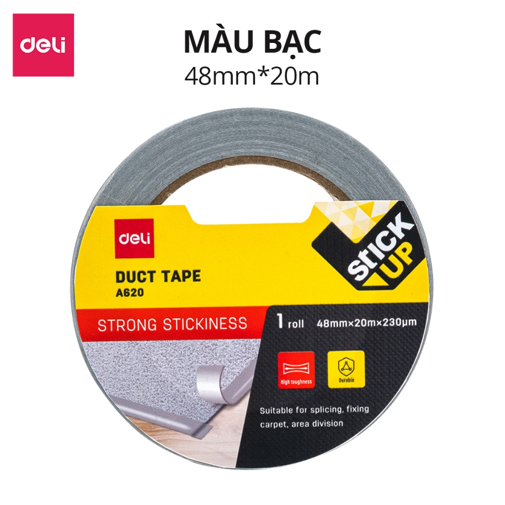 Băng keo vải đa năng Siêu dính Siêu dai 60mm*20m Deli - Băng dính vải cách điện chuyên dụng chịu nhiệt chống thấm