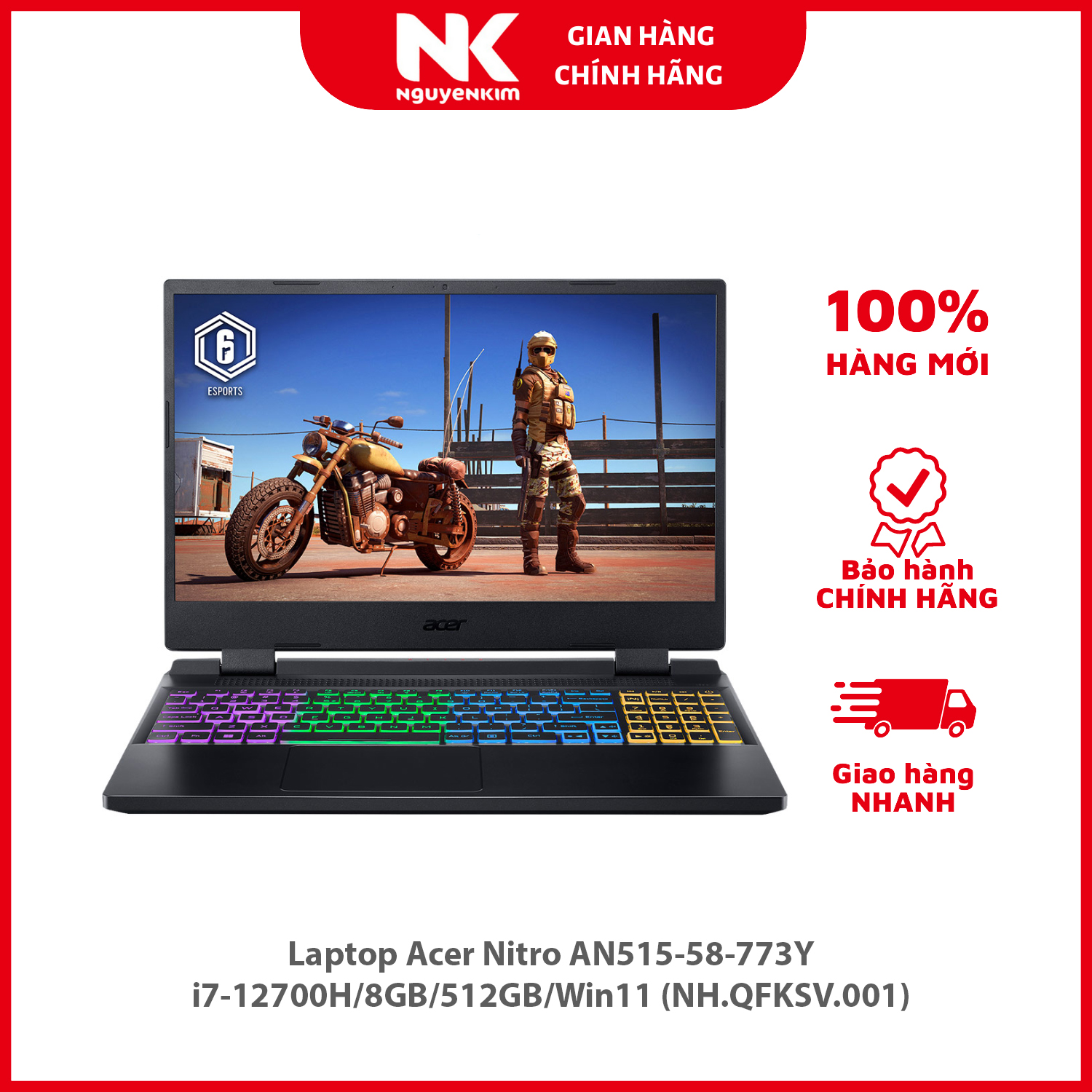 Laptop Acer Nitro AN515-58-773Y i7-12700H/8GB/512GB/Win11 (NH.QFKSV.001) - Hàng chính hãng