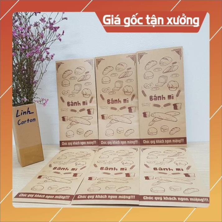 500 Túi đựng bánh mì 13x25cm giấy kraff siêu đẹp + tiêu chuẩn an toàn