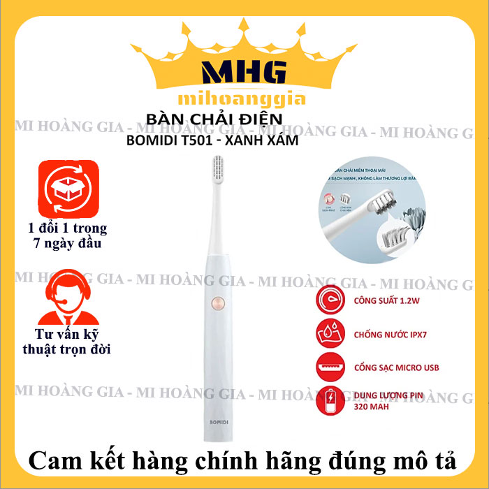 Bàn chải điện Xiaomi BOMIDI T501 - 3 chế độ Làm sạch ,Kháng nước IPX7 - Hàng nhập khẩu