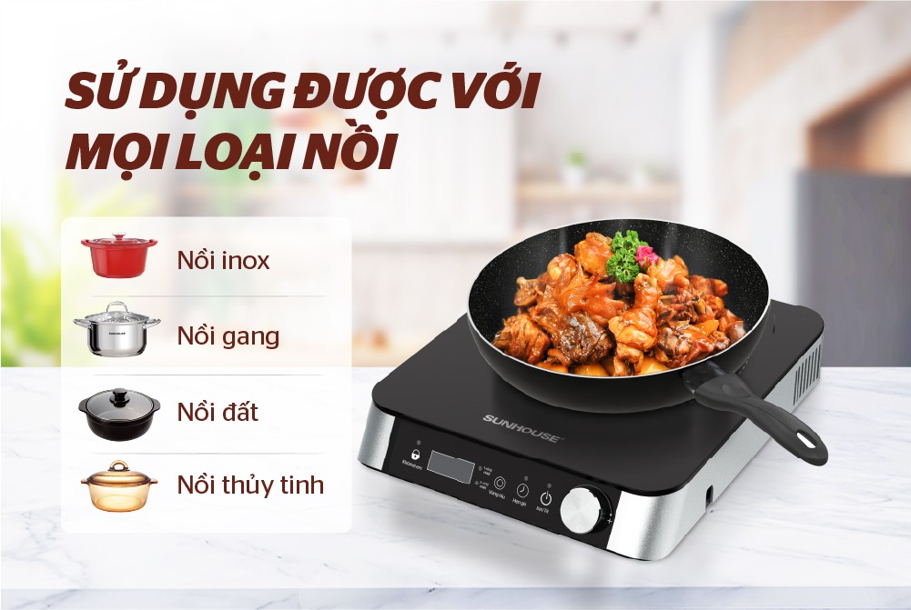 BẾP HỒNG NGOẠI HAI VÒNG NHIỆT SUNHOUSE SHD6024 - Hàng Chính Hãng