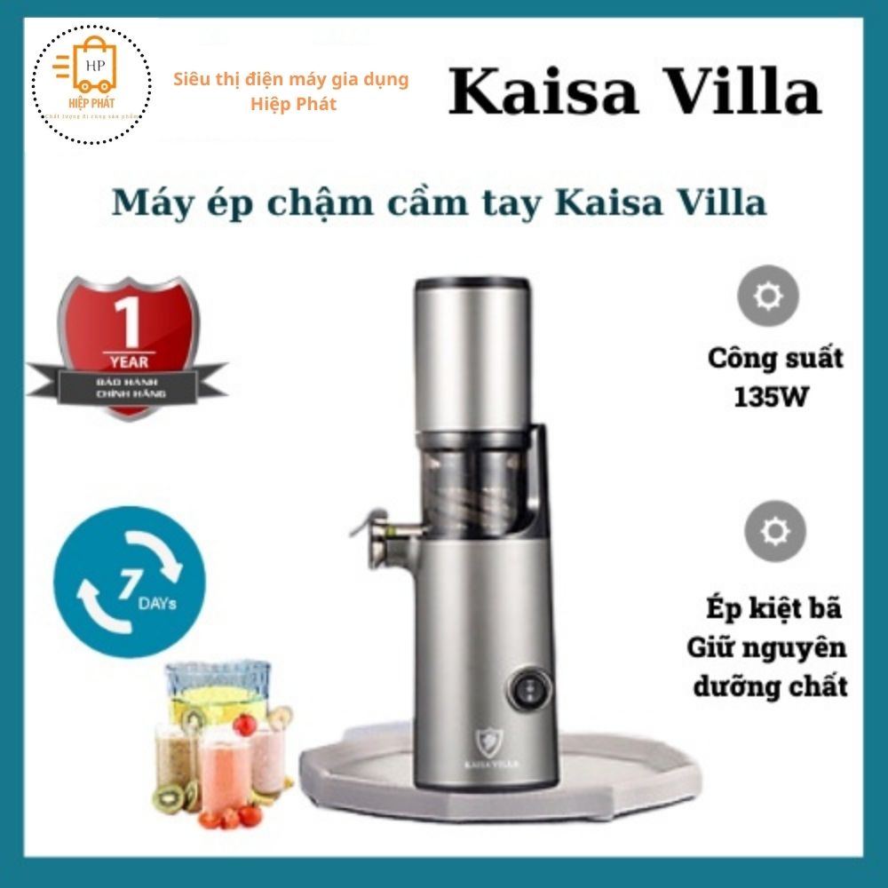 Máy Ép Chậm Cầm Tay Mini Kaisa Villa KV-ZS166 Công Suất 135W, Dung Tích 800ml, Ép Kiệt Bã 97%, Công Nghệ Thuỵ Sỹ - Hàng chính hãng