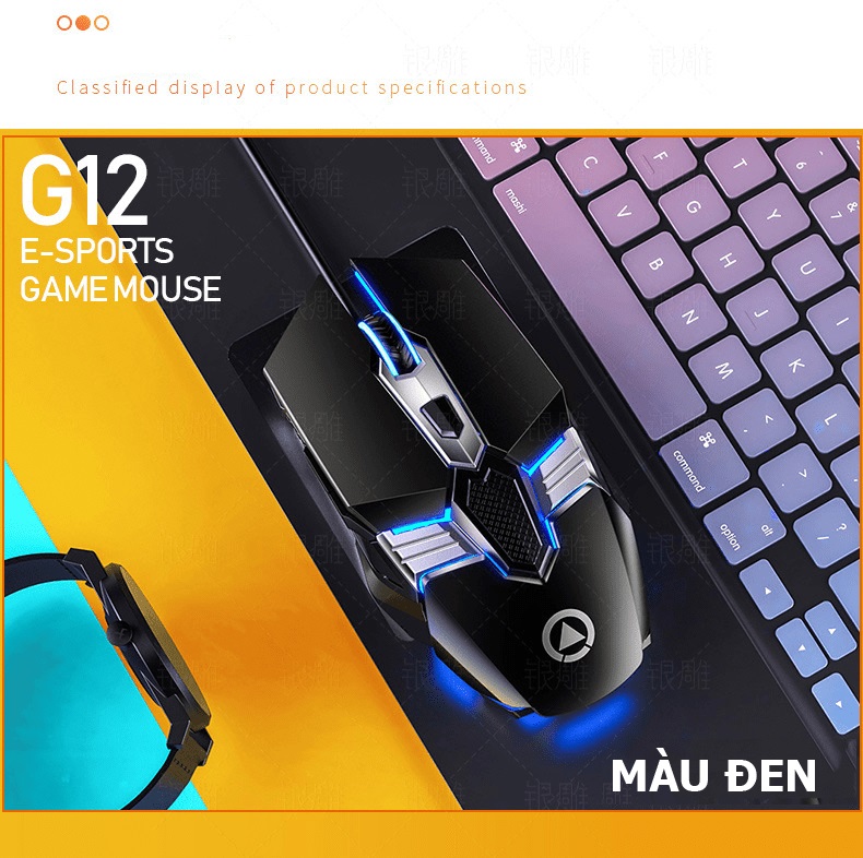 Chuột chơi game có dây YINDIAO G12 đèn led 7 màu - JL - MÀU NGẪU NHIÊN - HÀNG CHÍNH HÃNG