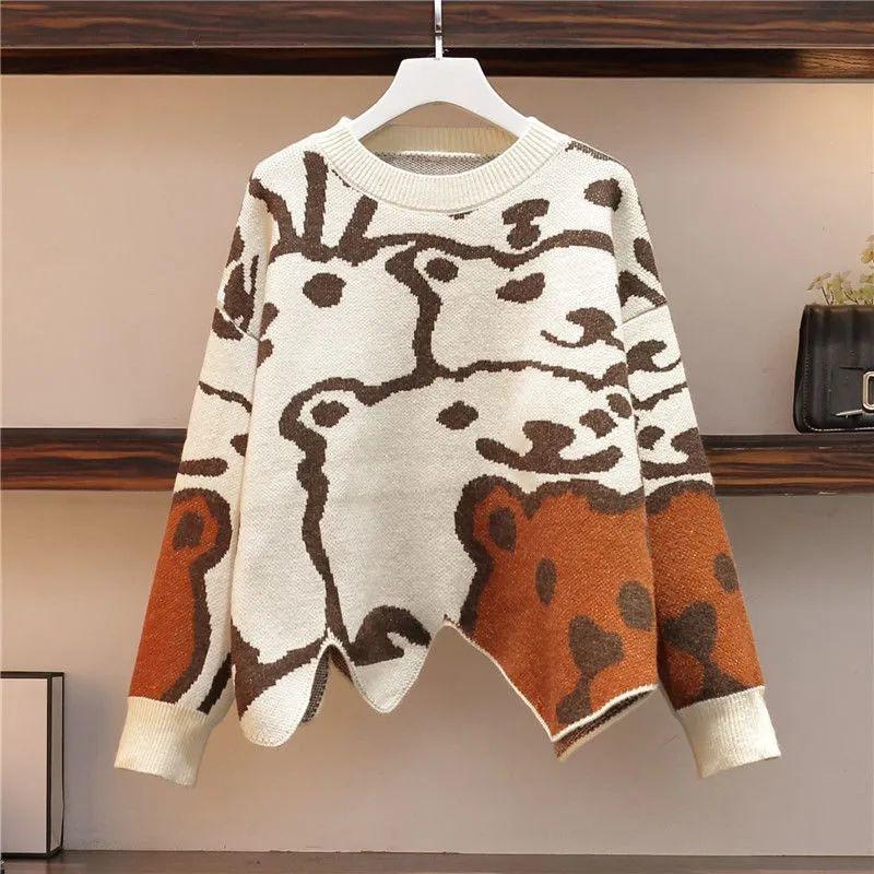 Áo Sweater Dệt Kim Plus Size Cho Nữ 200 Jin Fat Sister Phong Cách Mùa Thu
