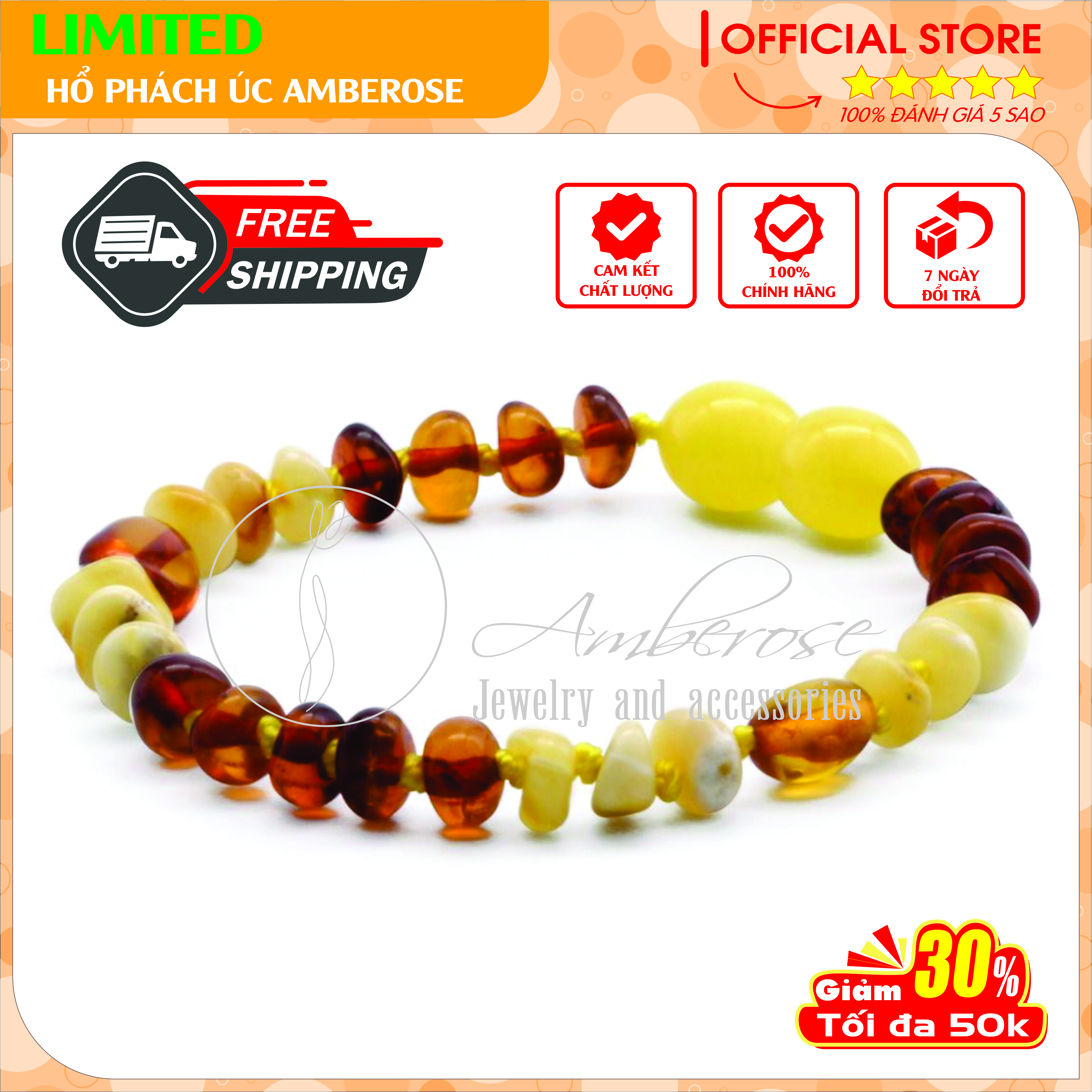 Bộ Vòng Amber Úc Cho Bé 0 - 10 tuổi ( Mẫu Đặc Biệt ) SABLMT11