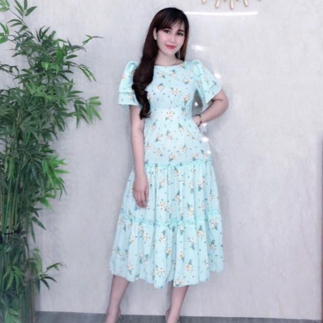 ẢNH THẬT - Đầm xoè lụa hoa SIÊU XINH -MS3B-Free size đến 57kg MMR