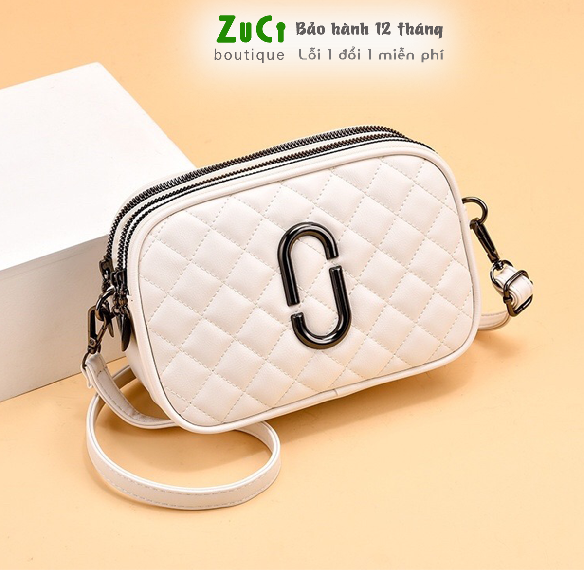 Túi đeo chéo, đeo vai nữ ZuCi A17 size 21cm da mềm 3 ngăn ô trám Hottrend thời trang Hàn Quốc