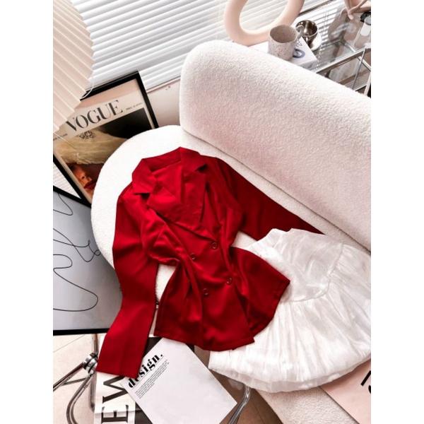 SET ÁO VEST ĐỎ CHÂN VÁY TRẮNG