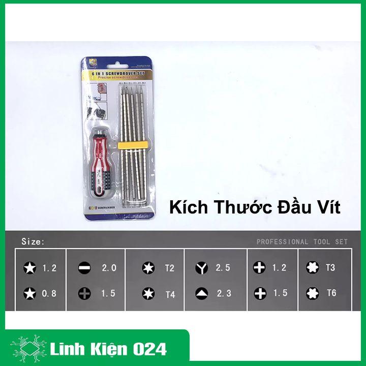 Bộ tô vít cờ Mỹ 6 trong 1 cao cấp 12 đầu vặn vít, tua vít đóng đảo chiều tiện lợi, đa năng