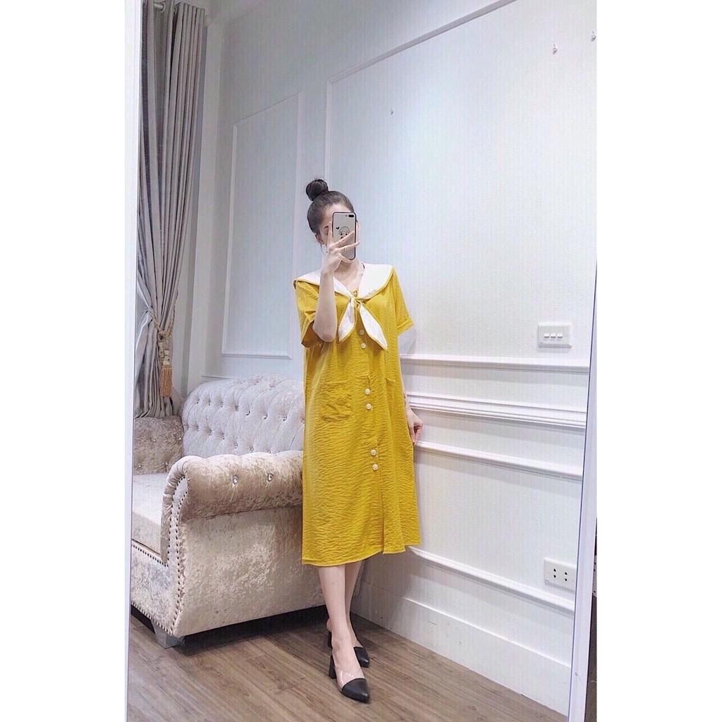 Váy bầumặc đi làm đi chơi đều đượcchất lụa Hàn mịn mềm mát, thấm hút mồ hôiFree size 43~68kg