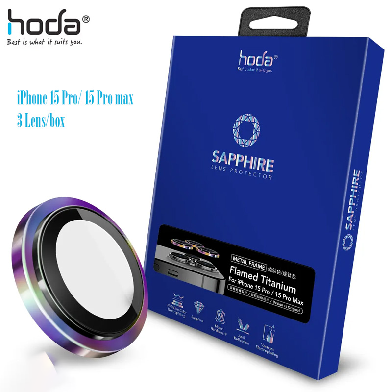 Dán cường lực bảo vệ camera HODA Sapphire dành cho iPhone 15 Pro/15 Pro Max - Hàng Chính Hãng