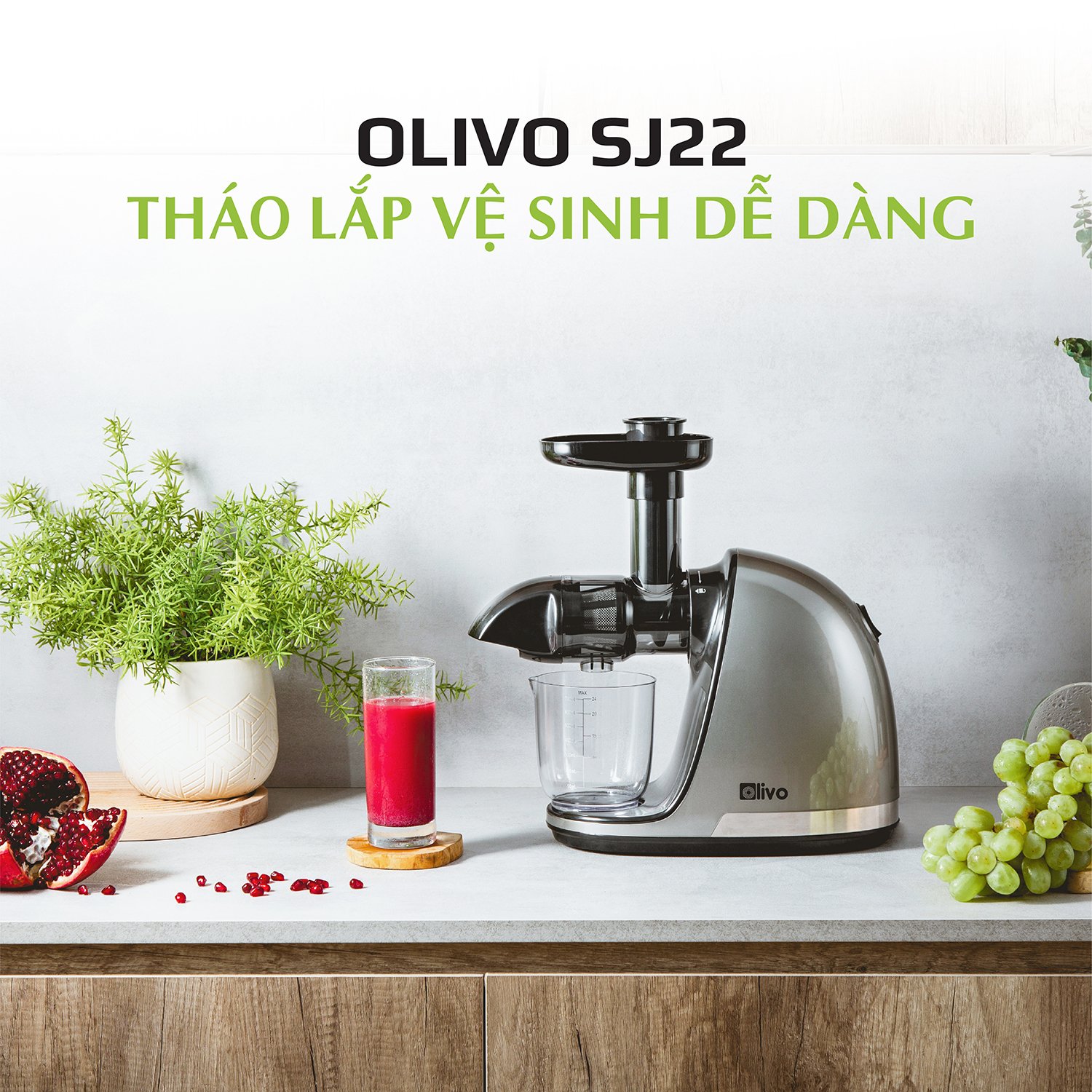 (Hàng chính hãng) Máy ép trái cây, ép rau trục ngang Olivo SJ22