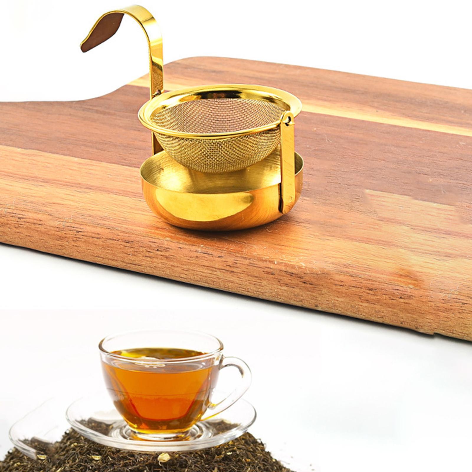 Rotating Tea Strainer  with Handle Teaware Tea Accessories golden