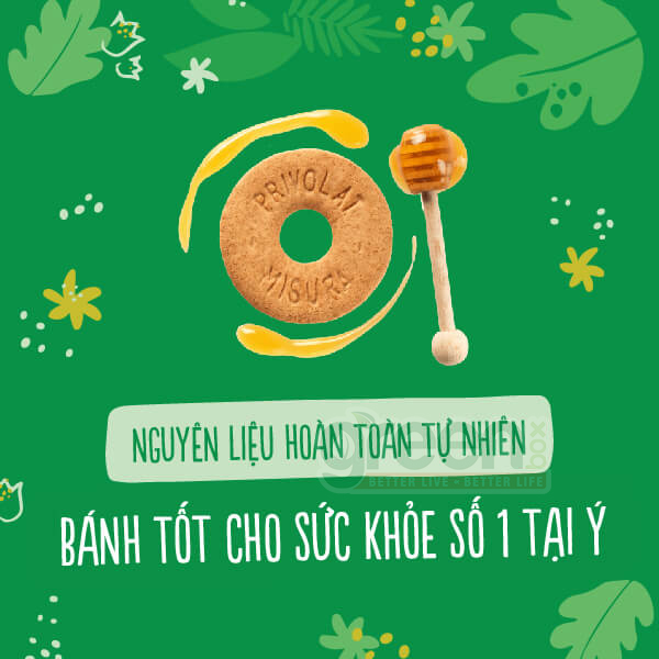 Bánh qui mật ong Misura Ý 100g dùng dầu hướng dương, giàu chất xơ