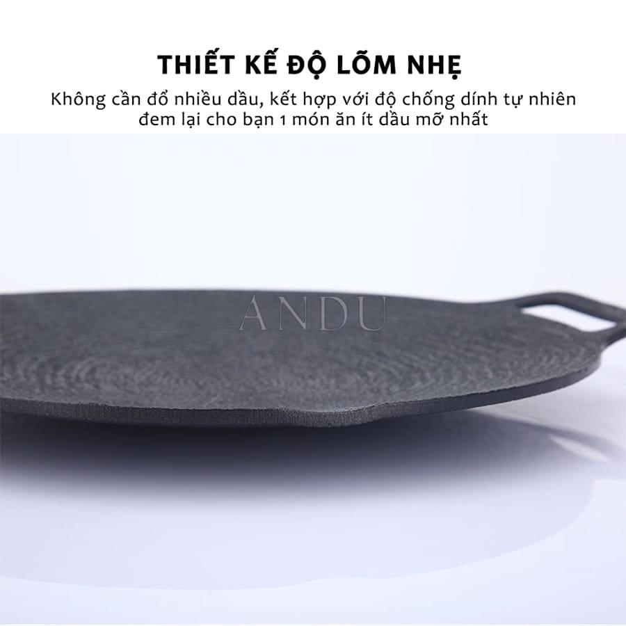 Chảo Đá Nướng Hàn Quốc Chống Dính Không Cần Dầu Ecoramic Size 34cm, Vỉ Nướng BBQ Chống Dính Chống Gỉ An Toàn Sức Khỏe