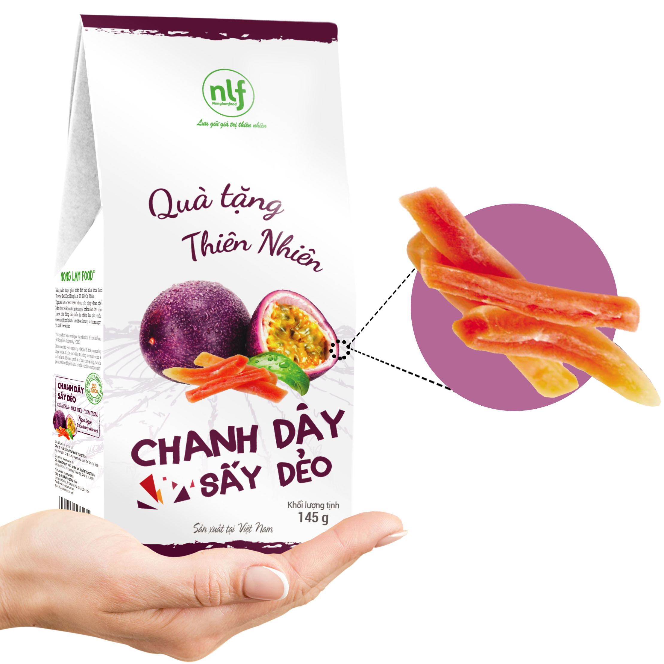 Chanh dây sấy dẻo Nonglamfood hộp 145g | Healthy Snack | Ăn vặt hỗ trợ giảm cân, đẹp da, chống lão hoá, cung cấp dưỡng chất