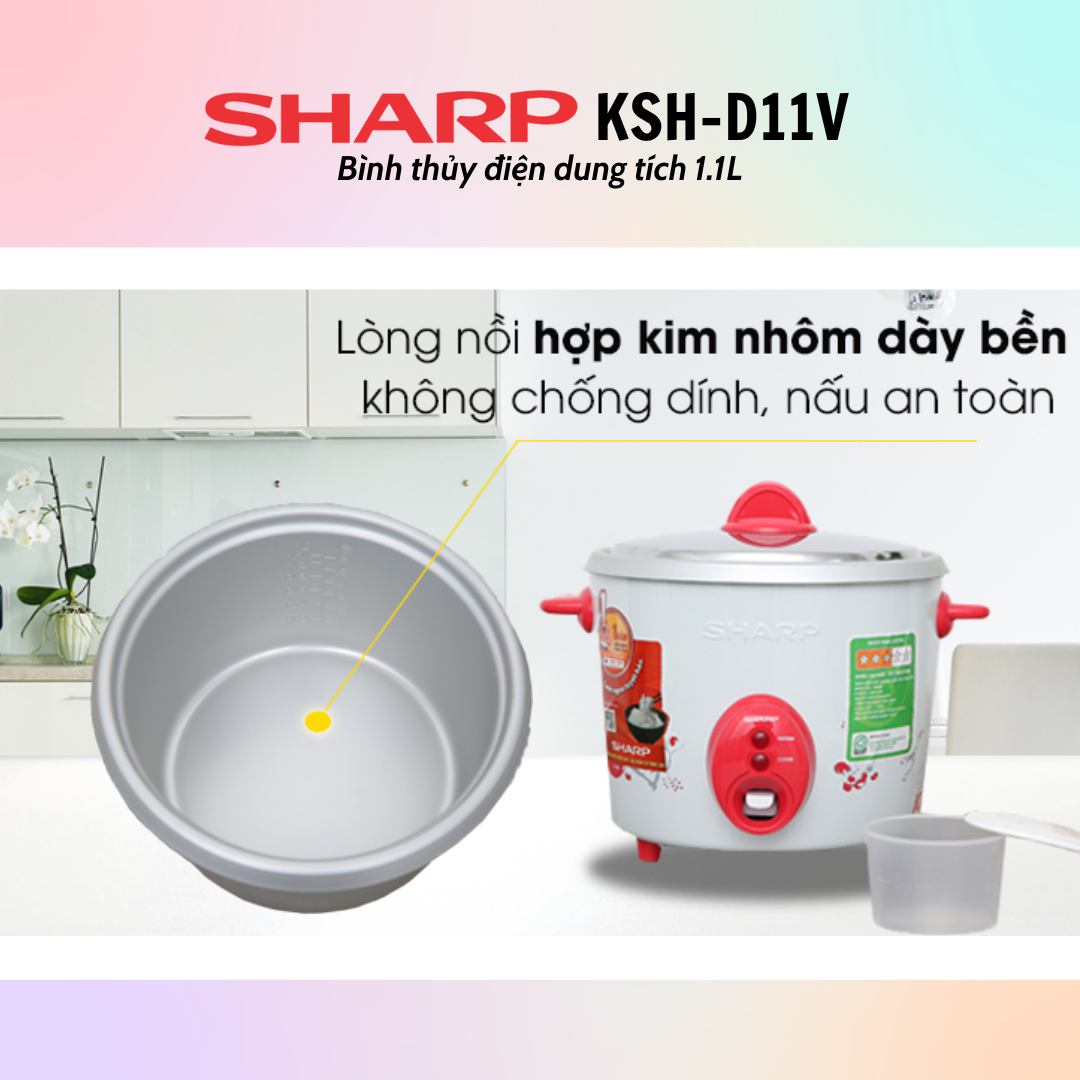 Nồi Cơm Điện Nắp Rời Sharp KSH-D11V (1.1L) - Hàng Chính Hãng -  Màu Ngẫu Nhiên