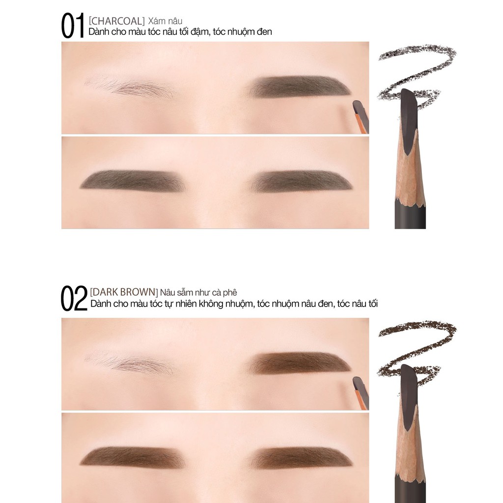 Chì kẻ chân mày Bbia Last Eyebrow Pencil 3g (5 màu)