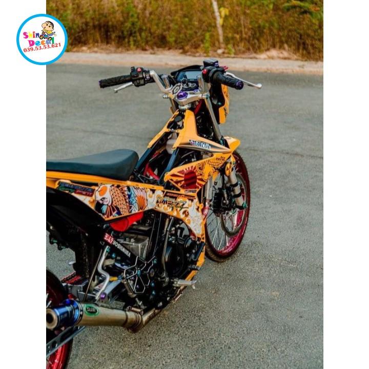 Tem rời raider fi cá chép dán xe vàng