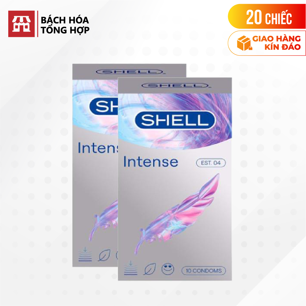 [20 cái] Bộ 2 hộp bao cao su Shell Intense - Siêu mỏng 0.04mm | Hộp 10 cái