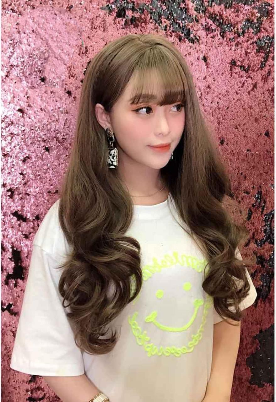 Tóc giả nguyên đầu xoăn Hàn Quốc siêu xinh có rãnh da đầu, chất tóc tơ cao cấp loại 1, chịu nhiệt tốt có thể bấm uốn, duỗi, gội. giống tóc thật 100%