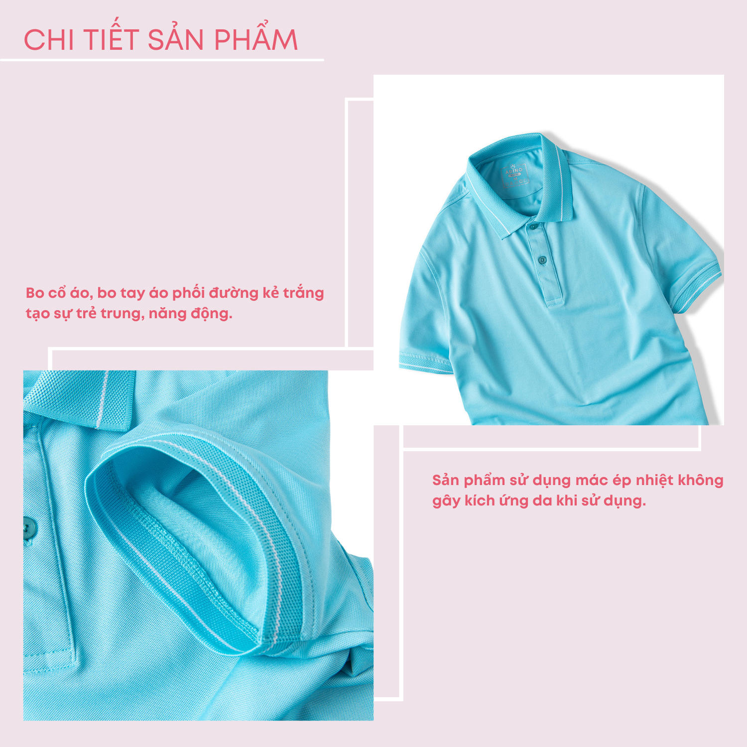 Áo polo nữ màu xanh ngọc (xanh thiên thanh) phối viền ADINO vải polyester cotton không bai xù dáng công sở slimfit hơi ôm trẻ trung APN04