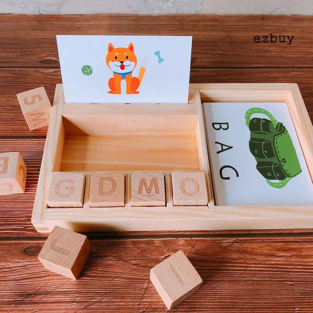 EY-Wooden English Cardboard Puzzles Alphabet Building Early Educational Kids Toy