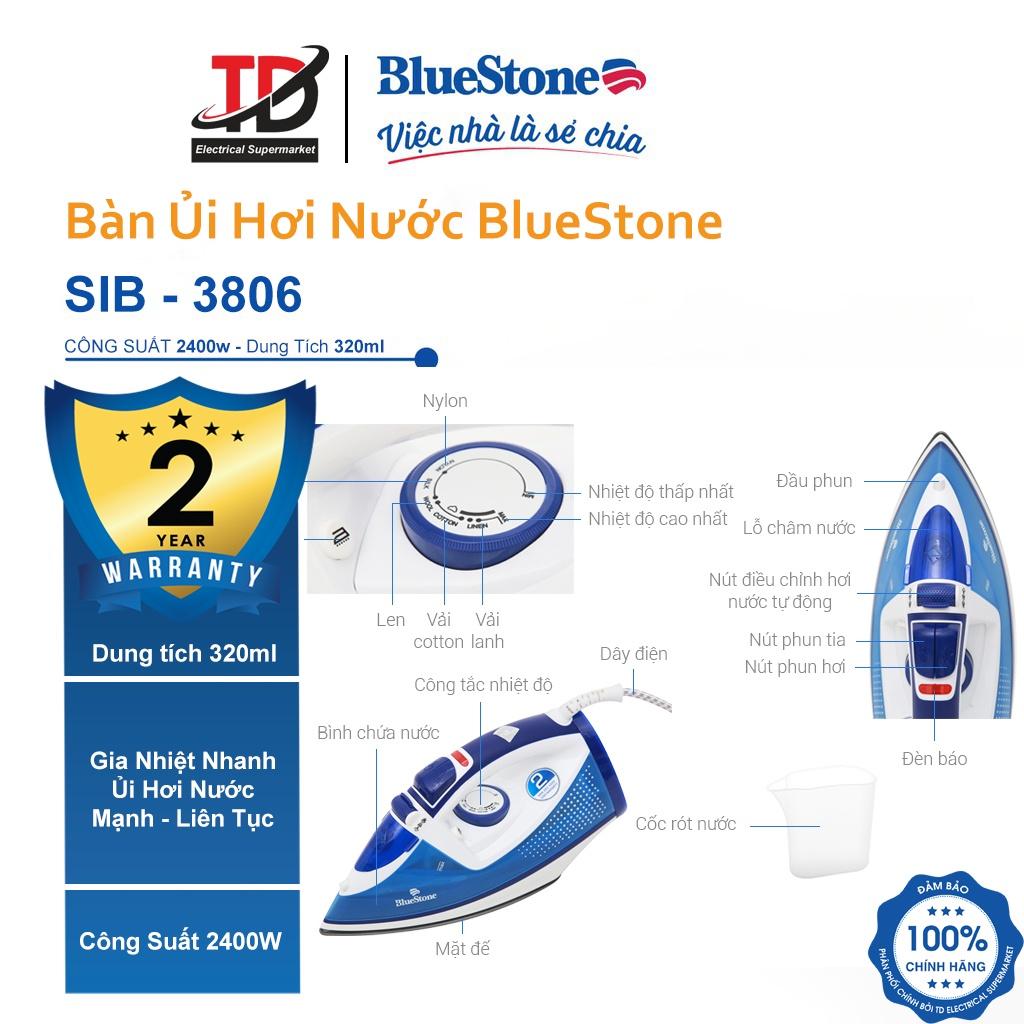 Bàn ủi hơi nước Bluestone SIB-3806 , Công Suất 2400W  , Hàng Chính Hãng