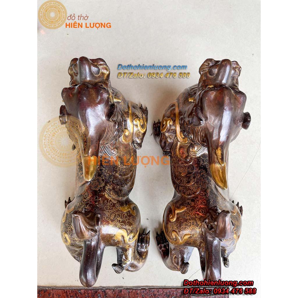 Đôi Tỳ Hưu Màu Nâu Bằng Đồng Phong Thủy Cao 22cm - Linh Vật Phong Thủy