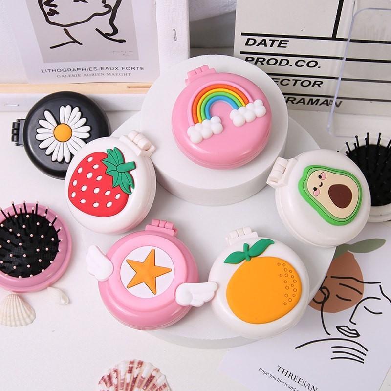 Gương kèm lược chải tóc 2 IN 1 mini cute